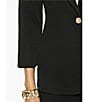 Color:Black - Image 5 - Notch Lapel 3/4 Sleeve One Button Knit Jacket