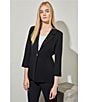 Ming Wang Notch Lapel 3/4 Sleeve One Button Knit Jacket, Color:Black - Image 6