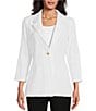 Ming Wang Notch Lapel 3/4 Sleeve One Button Knit Jacket, Color:White - Image 4