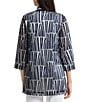 Ming Wang Novelty Pattern Print Stand Collar 3/4 Sleeve Topper Statement Jacket - Image 2