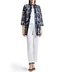 Ming Wang Novelty Pattern Print Stand Collar 3/4 Sleeve Topper Statement Jacket - Image 3