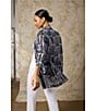 Ming Wang Novelty Pattern Print Stand Collar 3/4 Sleeve Topper Statement Jacket - Image 4