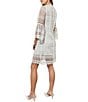 Color:White - Image 2 - Novelty Sheer Lace Round Neck Bell Sleeve Sheath Dress
