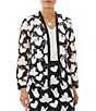 Color:Black/White - Image 1 - Openwork Woven Floral Print Lace Coordinating Statement Jacket