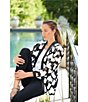Color:Black/White - Image 5 - Openwork Woven Floral Print Lace Coordinating Statement Jacket