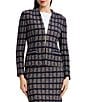 Ming Wang Petite Size Checkered Print Knit Modified Mandarin Collar Long Sleeve Coordinating Jacket - Image 1