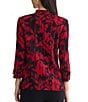 Ming Wang Petite Size Jacquard Knit Abstract Stand Collar Bracelet Sleeve Single Button-Front Jacket - Image 2