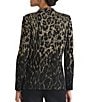 Ming Wang Petite Size Lurex Leopard Print Jacquard Knit Notch Long Sleeve Jacket, Color:Black/Gold - Image 2