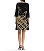 Ming Wang Petite Size Lurex Shimmer Jacquard Knit A-Line Dress - Image 2