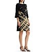 Ming Wang Petite Size Lurex Shimmer Jacquard Knit A-Line Dress - Image 3