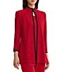 Ming Wang Petite Size Wrinkle-Resistant High Round Neck Bracelet Sleeve Contrast Trim Jacket - Image 1