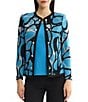 Ming Wang Petite Size Wrinkle-Resistant Jacquard Knit Abstract Long Sleeve Jacket - Image 1
