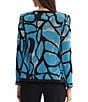Ming Wang Petite Size Wrinkle-Resistant Jacquard Knit Abstract Long Sleeve Jacket - Image 2