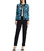 Ming Wang Petite Size Wrinkle-Resistant Jacquard Knit Abstract Long Sleeve Jacket - Image 4