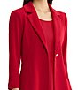 Ming Wang Petite Size Wrinkle-Resistant Knit Notch Lapel Collar Bracelet Sleeve Single-Button Jacket - Image 4