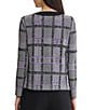 Ming Wang Plaid Tweed Knit Round Neck Long Sleeve Button-Front Jacket - Image 2
