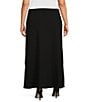 Ming Wang Plus Deco Crepe Flare Maxi Skirt, Color:Black - Image 2