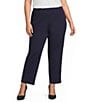 Ming Wang Plus Knit Flat Front Straight Leg Pull-On Pants - Image 1