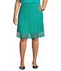 Ming Wang Plus Ribbed A-Line Midi Skirt, Color:Emerald Awe - Image 1