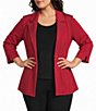 Ming Wang Plus Size Wrinkle-Resistant Knit Notch Lapel Collar Bracelet Sleeve Single-Button Jacket - Image 1