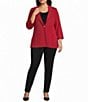 Ming Wang Plus Size Wrinkle-Resistant Knit Notch Lapel Collar Bracelet Sleeve Single-Button Jacket - Image 3