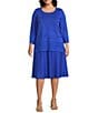 Ming Wang Plus Size Aria Soft Knit A-Line Skirt, Color:Sapphire Sea - Image 5
