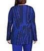 Ming Wang Plus Size Burnout Knit V-Neck Bracelet Sleeve Tailored Jacket, Color:Sapphire Sea/Black - Image 3