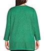 Ming Wang Plus Size Burnout Medallion Knit Round Neck Bracelet Sleeve Jacket - Image 2