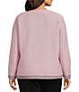 Ming Wang Plus Size Coordinating Shell Stitch Crew Neck Long Sleeve Jacket - Image 2