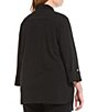 Color:Black - Image 2 - Plus Size Deco Crepe 3/4 Sleeve Zip Front Jacket