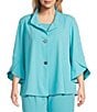 Ming Wang Plus Size Deco Crepe Winged Collar Bracelet Tulip Sleeve Jacket, Color:Calypso Blue - Image 2