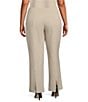 Ming Wang Plus Size Deco Stretch Crepe Back Slit Hem Pants, Color:Limestone - Image 2