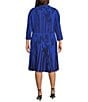Ming Wang Plus Size Dual-Toned Soft Knit Split V-Neck 3/4 Sleeve Dress, Color:Sapphire Sea/Black - Image 2