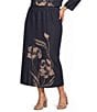 Ming Wang Plus Size Jacquard Floral Soft Knit Pull-On Midi Coordinating Skirt - Image 1