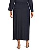 Ming Wang Plus Size Jacquard Floral Soft Knit Pull-On Midi Coordinating Skirt - Image 2