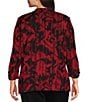 Ming Wang Plus Size Jacquard Knit Abstract Stand Collar Bracelet Sleeve Single Button-Front Jacket - Image 2