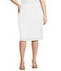 Color:White - Image 1 - Plus Size Jacquard Knit Elastic Waist Pencil Skirt