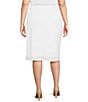 Color:White - Image 2 - Plus Size Jacquard Knit Elastic Waist Pencil Skirt