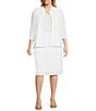 Color:White - Image 3 - Plus Size Jacquard Knit Elastic Waist Pencil Skirt