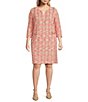 Ming Wang Plus Size Multi Plaid Split V-Neck 3/4 Sleeve Sheath Dress,Specials : American Fashion Style Bags On Sale
