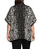 Ming Wang Plus Size Soft Knit Zebra Print Turtleneck Short Sleeve Tunic, Color:Black/Ivory - Image 2