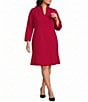 Ming Wang Plus Size Stretch Crepe Funnel Neck Bracelet Sleeve A-Line Dress - Image 1