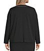 Ming Wang Plus Size Stretch Deco Crepe Crew Neck Long Sleeve Chain Trim Jacket, Color:Black - Image 2