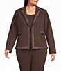 Ming Wang Plus Size Stretch Deco Crepe Knit Notch Lapel Long Sleeve Jacket - Image 1