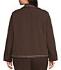 Ming Wang Plus Size Stretch Deco Crepe Knit Notch Lapel Long Sleeve Jacket - Image 2
