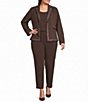 Ming Wang Plus Size Stretch Deco Crepe Knit Notch Lapel Long Sleeve Jacket - Image 3
