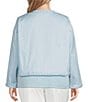 Color:Haze - Image 2 - Plus Size Stretch Tencel Blend Braid Trim Long Sleeve Open-Front Jacket