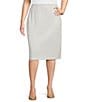Color:White - Image 1 - Plus Size Textured Knit Jacquard Elastic Waist Coordinating Pencil Skirt
