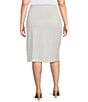 Color:White - Image 2 - Plus Size Textured Knit Jacquard Elastic Waist Coordinating Pencil Skirt