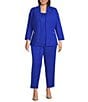 Ming Wang Plus Size Textured Wave Knit Mandarin Collar Bracelet Sleeve Jacket, Color:Sapphire Sea - Image 4